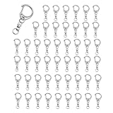 KKLM キーホルダー金具 50個セット 回転カン付き ワンタッチ留め具 DIY手芸材料 アクセサリーパーツ シルバー仕上げ ハンドメイド用品