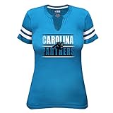 NFL Carolina Panthers Short Sleeve Notchと腕ストライプTシャツ、1 x、ブルー/ホワイト
