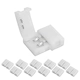 LightWill LEDテープライトコネクタSMD3528 2835 2ピン 、8mm幅LEDストリップライトコネクタ、LEDテープ装飾直角スナップコネクタ、LEDストリップコーナージャンパー、LE