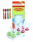 Happy Mummy Baby Cubes Food Cube Portioners Storage Pots 40ml (Stage 1) & Feeding Spoons by Happy Mu