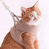 ぽぽねこ 猫に優しいベスト型ハーネス・リード付き ダンガリー (M, レッド)