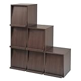 JKプラン Carmine スタッキングフラップシリーズ ディスプレイラック 階段ステップセット 階段タンス ダークブラウン fr-5153set-db