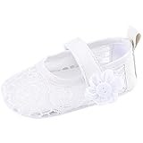 ガールズプリンセスシューズ　ベビー おしゃれ 靴　可愛いフラワー　レース モチーフ 女の子 赤ちゃん キッズ 柔らか マジックテープ 付き 滑り止め　ホワイト　12-18ヶ月に対応　夏