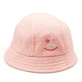 BYM 春夏 ベビー用 コットンハット 日よけ 帽子 子供 男女兼用 刺繍入り 可愛い 3ヶ月～4歳 ピンク,50cm(1歳～2歳)