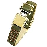 Beanspet 犬首輪 ワンタッチ 革 便利 楽 おしゃれ かわいい 犬 首輪 レザー 2重ロック (Mサイズ, レッド)