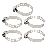 uxcell ホースクランプ ホースバンド　33mm-57mm　調節可能　ステンレス鋼　 シルバートーン　5個入り