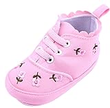 C-Princessベビー靴 ファーストシューズ スニーカー 刺繍 小花柄 デニム かわいい 幼児 赤ちゃん 女の子 キッズ 子供用 出産お祝い (10.5cm, Cピンク)