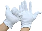 綿100% コットン 手袋 12双組 男女兼用 おやすみ手袋 インナー手袋 (L, 白)