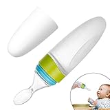 Bestgle 90ml Silicone Baby Food Squeeze Bottle Spoon Feeder with Dust Cover for Baby Toddler Infant 