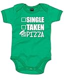 (独身　既婚　ピザ) Single Taken Pizza, プリント　ベビースーツ - グリーン/白 12-18 ヶ月