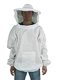 New Professional White Medium / Large Beekeeping / Bee Keeping Suit, Jacket, Pull Over, Smock with a