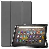 Thursday Fire HD 10 / Plus (2021年モデル) 互換品 [10.1インチ] ケース カバー PU レザー 手帳型 スタンド機能 マグネット内蔵 グレー