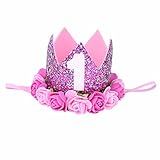 (フィーショー)FEESHOW ベビー 0-1歳頃 王冠 記念バースデ セレモニ ベビークラウン ハット ヘアバンド 帽子 ヘアバンド クラウン ローズ1st Free