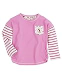 Hatley ハットレイ キッズ女の子 ガールズ・デイリーウエア・長袖Tシャツ、ハートとバンビ(子鹿)柄パッチワーク柄胸元ポケットデコ 110cm 、5Y(112cm) マルチカラー 綿100% TS