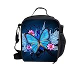 Students School Lunch Bag Customized Butterfly Print Insulated Lunch Cooler Pack [並行輸入品]