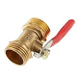 【ノーブランド 品】真鍮　1/2 　オス→メス 　ボールバルブ 　 20mm 　レッドレバーハンドル