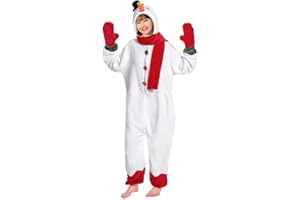 [OLAOLA] 雪だるま 着ぐるみ パジャマ コスプレ クリスマス スノーマン 大人用 手袋付き ルームウェア クリスマス 仮装 衣装 冬用 寝間着 パーティー 可愛い 柔らかい フランネル素材 男女兼用