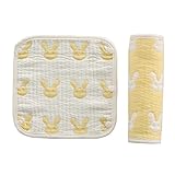 抱っこ紐用よだれカバー よだれカバー 2枚セット 抱っこ紐 よだれ カバー よだれカバー 抱っこ紐用 ベビーカー リバーシブル 綿100％ 柔らかい かわいい よだれパッド (うさぎイエロー)