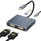 HDMI Type-C 変換アダプター デュアルHDMI 拡張器 【ＨＤＭＩ 2つ+USB3.0+PD充電】4-in-1マルチディスプレイアダプタ 2画面出力 Type C ＨＤＭＩ 変換 拡張 3画面 ディスプレイポート USBディスプレイアダプタ MacBook/他のタイプ Cデバイス対応