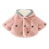 Toraway新生児幼児女児かわいいファー冬暖かいフード付きコートクロークジャケット厚い暖かい服 カラー: ピンク