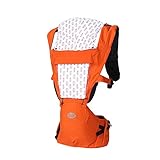 BH JP 抱っこひも ベビーキャリア スリーピングフード付き シーズンカバーとヒップシート取り外せる 通気性 サポーター 3ヶ月から36まで オレンジ