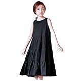 Plus Nao(プラスナオ) Aラインワンピース ノースリーブワンピース ロングワンピース ティアードワンピース 夏 子供服 女の子 女児 キッズ - 140