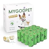MYGODPET 犬用うんちバッグロール 300枚 生分解性 犬用うんちバッグ 海の香り付き 犬のくず袋 漏れ防止 猫のうんち袋 ホワイト