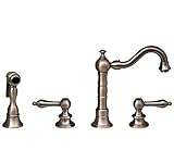 Whitehaus WHVEGLV3-886-PTR Vintage-3 6 1/8-Inch Widespread Bar Faucet with Short Swivel Spout, Lever