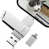「アプリ必要なし、データ直送り」usbメモリ phone対応usbメモリUSB3.0 タイプc 外付けメモリ phone対応 usbバックアップ 大容量 メモリースティック データ保存 アンドロイド用 (銀, アプリ不要 128GB)