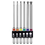 OIENNI ボールポイント 六角ビットセット 6本組 100mm 片頭 6.35mm六角軸 磁気ドライバービット 対辺2/2.5/3/4/5/6 電動ドライバー用 (100mm 6本組)