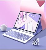 Fire HD 10 2023 キーボードケース Fire HD 10 Plus/HD 10 2021 ケース カラーキーボード 可愛い レディース Fire HD 10 タブレット 2023 Bluetooth キーボード マグネット 分離式 カラフル,紫