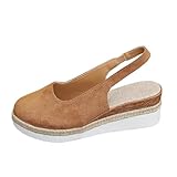 レディース カジュアル ウェッジ サンダル ソリッドカラー ウェッジ サンダル サンダル レディース 25cm (Khaki, 41)カーキ