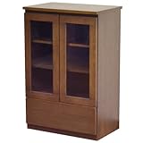 ライフスタイリングショップ キャビネット 幅59cm ガラス扉 ウォールナット ダークブラウン LS-674DB