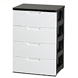 アイリスオーヤマ ウッドトップチェスト リビング・クローゼット収納 ホワイト/ブラック　4段　PG-554 ポイント10倍