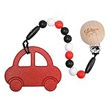 Non-Toxic BPA Free Silicone Red Car Teether with Silicone Beads and Clip [並行輸入品]