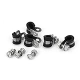 uxcell　ホースバンド Pクリップ EPDMゴム付き　304ステンレス鋼 　8mm　5個入り