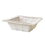 定番バスケット　PEカゴ　角タイプ　フチ付き鉢カバー　白　2-3005