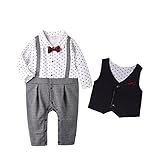 GudeHome 2点セット ロンパース 女の子 カバーオール ベスト 紳士風 ベビー シャツ 男の子フォーマル服 蝶ネクタイ付き 子供洋服 お出かけ 結婚式 記念撮影 七五三 お祝い ブラック 70