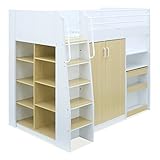 ロフト システムベッド Polino(ポリーノ) ワードローブ付き (ナチュラル/ホワイト)