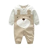 エルフ ベビー(Fairy Baby) クマ柄 新生児服 カバーオールロンパース 前開き 長袖 春秋用 出産祝い 6M