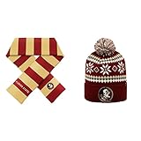 NCAA Florida State Seminoles Striped Rugby Scarf and Fogbowビーニー帽子2パックバンドル