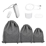 FTWIND収納ケース対応ソニーレオンポケット 、REON POCKET5/ 4 / 3 / 2 /1ウェアラブルサーモデバイス，ヘッドフォン収納バッグ、模造リネン収納袋 (カーキ, 20*25cm)