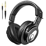Talomen モニター ヘッドホン 有線 オーバーイヤー ヘッドホン 有線 50mm径ドライバー搭載 低音強化 密閉型 遮音 折りたたみ 可能 3m着脱ケーブル付属 3.5mm/6.35mmプラグ付き レコーディング 楽器練習 ミキシング DJ ゲーム ゲーミング ブラック W50X