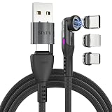 Statik 360 Pro 磁気充電ケーブル - Type C 充電器 急速充電 3 in 1 USB C to USB Cケーブル Micro USB & iProduct Tip USB Aアダプター すべてのデバイスに対応 - 100W高速充電器 ブラック 3フィート/1M