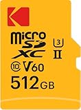 Kodak MicroSDカード 512GB UHS-II U3 V60 超高速転送速度 300MB/秒 読み取り160MB/秒 4K/8Kビデオ 超大型メモリ ビデオと写真用 SDアダプター付属