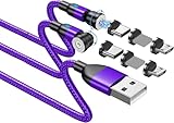 マグネット 充電ケーブル 540度回転 12Wまでに対応【2本セット&6端子】2.4A急速充電 3in1マグネット式充 電ケーブルusb 充電コード Type-C/Micro USB対応 まぐねっと 磁石 磁気 防塵 着脱式 LEDランプ付き (0.5m*2)