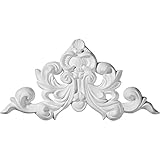 Ekena Millwork ONL08X04X01AS 8 7/8-Inch W X 4 3/4-Inch H X 3/4-Inch P Ashford Shell Center with Scro