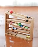動きを楽しむ、引っ張る　木のおもちゃ　吊橋ミニコースター（34×29×10cm）