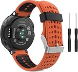 [MOQIAN] ForeAthlete 235 バンド Garmin ガーミンForeAthlete 235J/220J/230J/620J/630J/735XTJ /235 Lite ベルト バンド 交換ベルト ソフト 高級 シリコーン製腕時計ストラップ/バンド 交換ベルト (Orange Black)