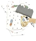 ZOO(ズー）出産祝い 男の子 女の子 木のおもちゃ 王冠 誕生日 プレゼント ０歳 １歳 下着 肌着 ロンパース A (白)